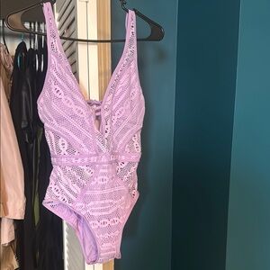 Lavender Lace Kids One Piece Swimsuit